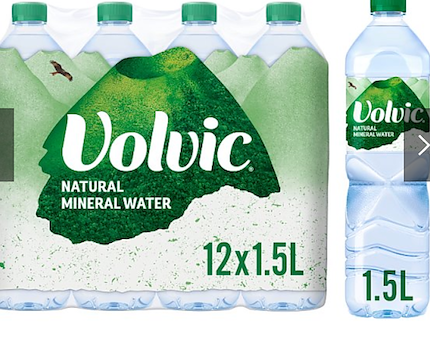 Volvic Natural Mineral Water, Case of 12 (1.5L Bottles)