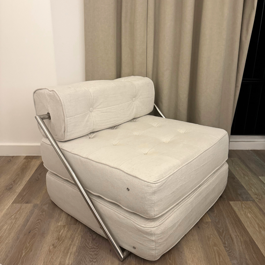 Beige Foldable Sofa Bed (Single)