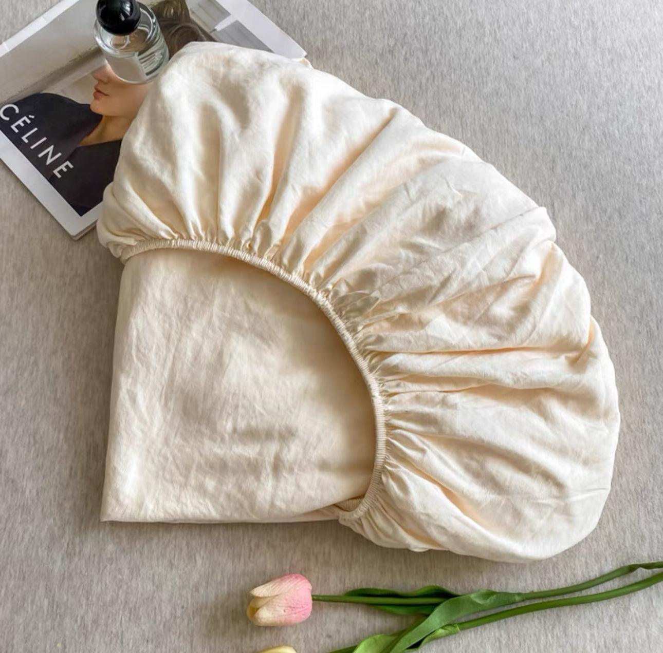 Luxury-Creamy White | 400 Thread Egyptian Cotton Fitted Sheet - UKrabbit Essential