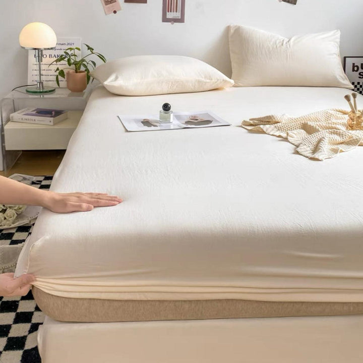 Luxury-Creamy White | 400 Thread Egyptian Cotton Fitted Sheet - UKrabbit Essential