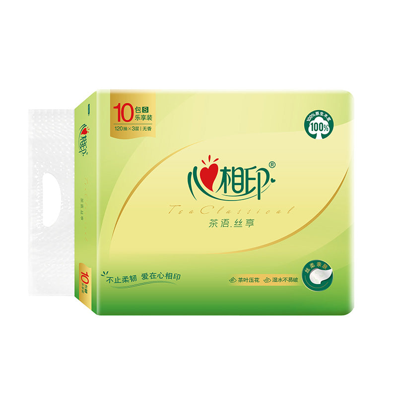 Heart-to-Heart Tea & Silk Facial Tissues, 120 Sheets per Pack, 10-Pack
