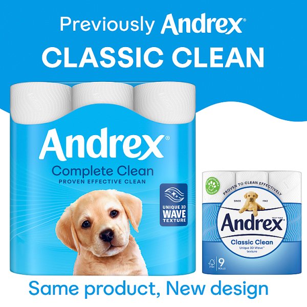 Andrex Classic Clean Toilet Paper, 9 Roll Pack