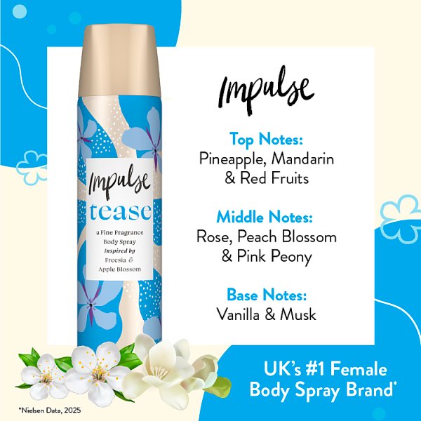 Impulse Tease Refreshing Apple Fragrance Body Spray 75ml
