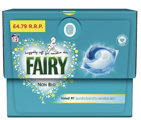 Fairy Non-Bio Laundry Pods, Suitable for Sensitive Skin, 12-Count