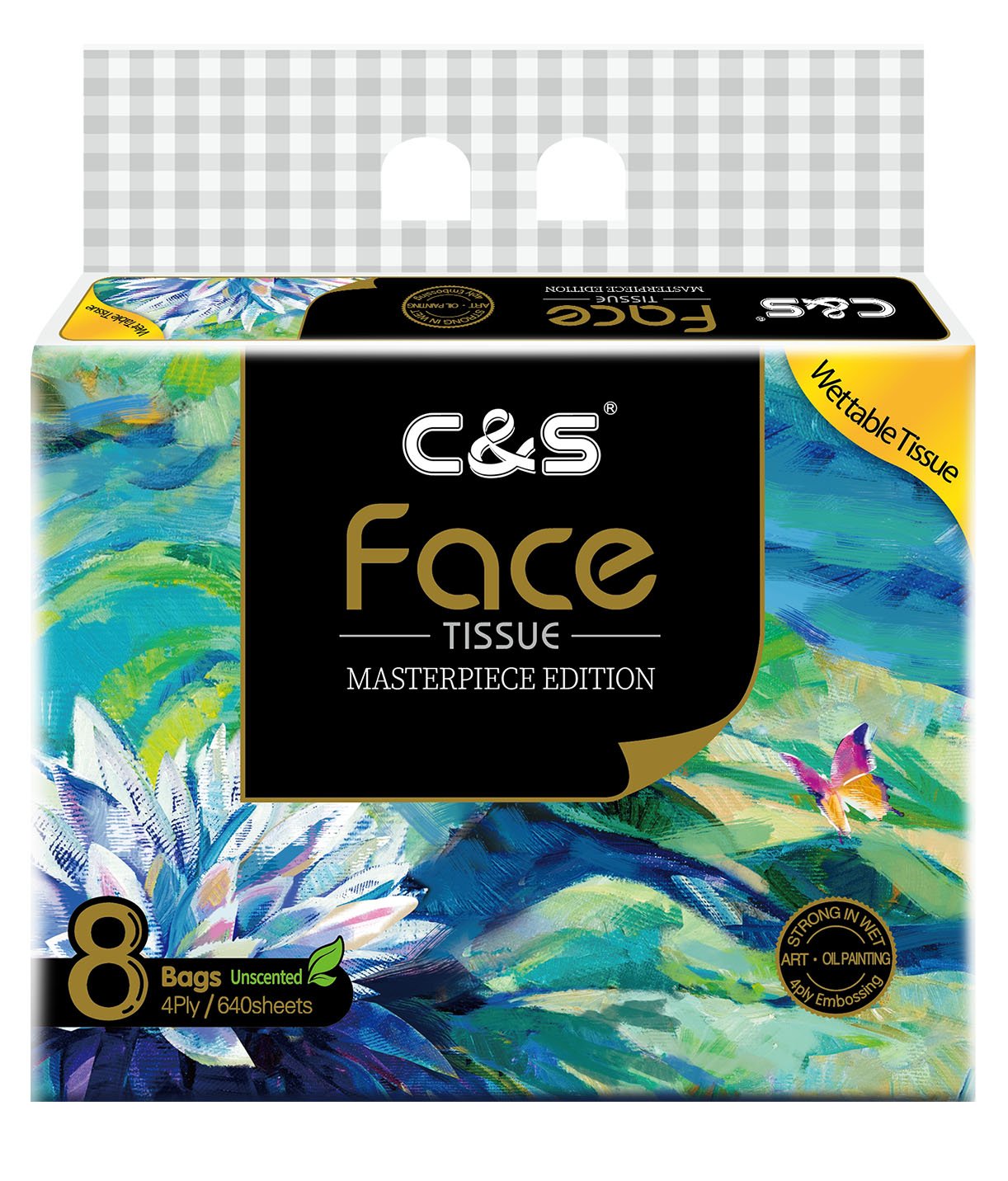 C&S Artistic Facial Tissue 8 Bags/Unit