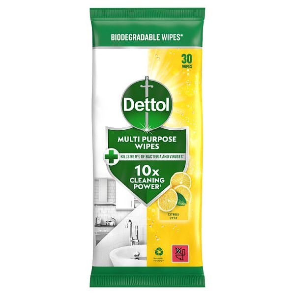 Dettol Multi-Purpose Cleaning Wipes, Citrus Scent, 30 Count