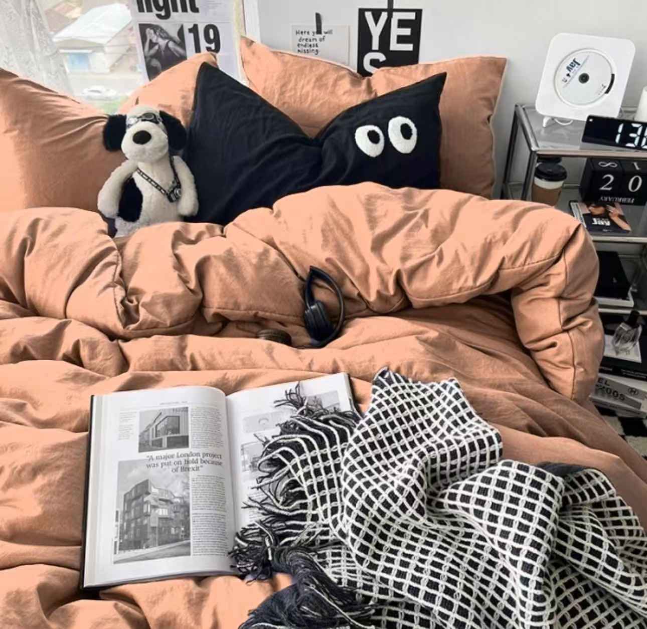 Casual-Peach | Washed Cotton Skin-friendly Duvet Cover Set (Duvet Cover + Pillowcase) - UKrabbit Essential