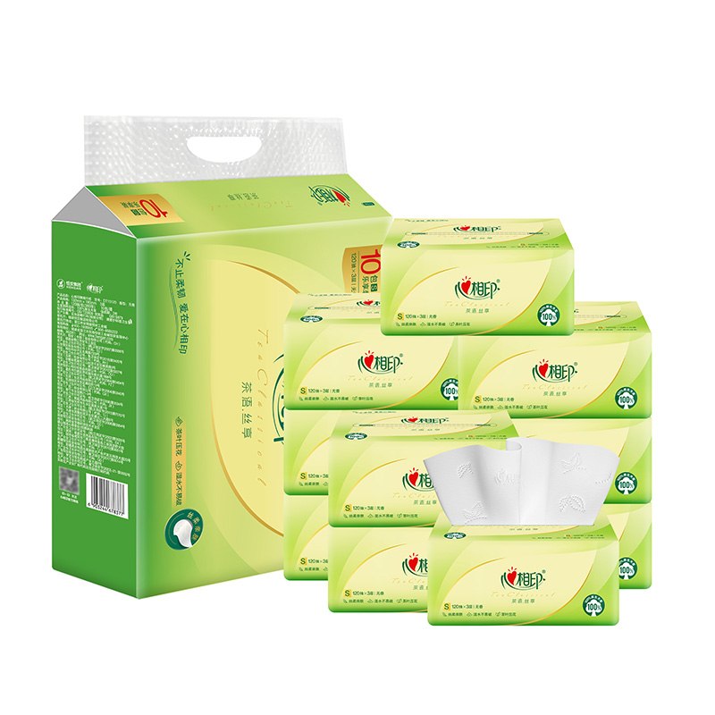 Heart-to-Heart Tea & Silk Facial Tissues, 120 Sheets per Pack, 10-Pack