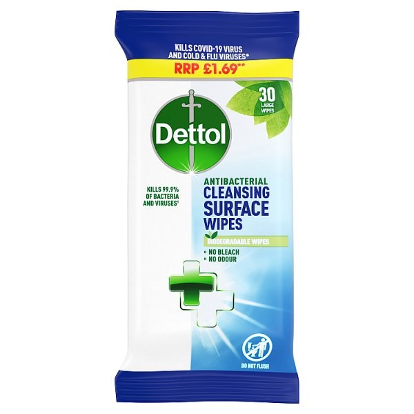 Dettol Antibacterial Surface Cleaning Wipes, 30 Count