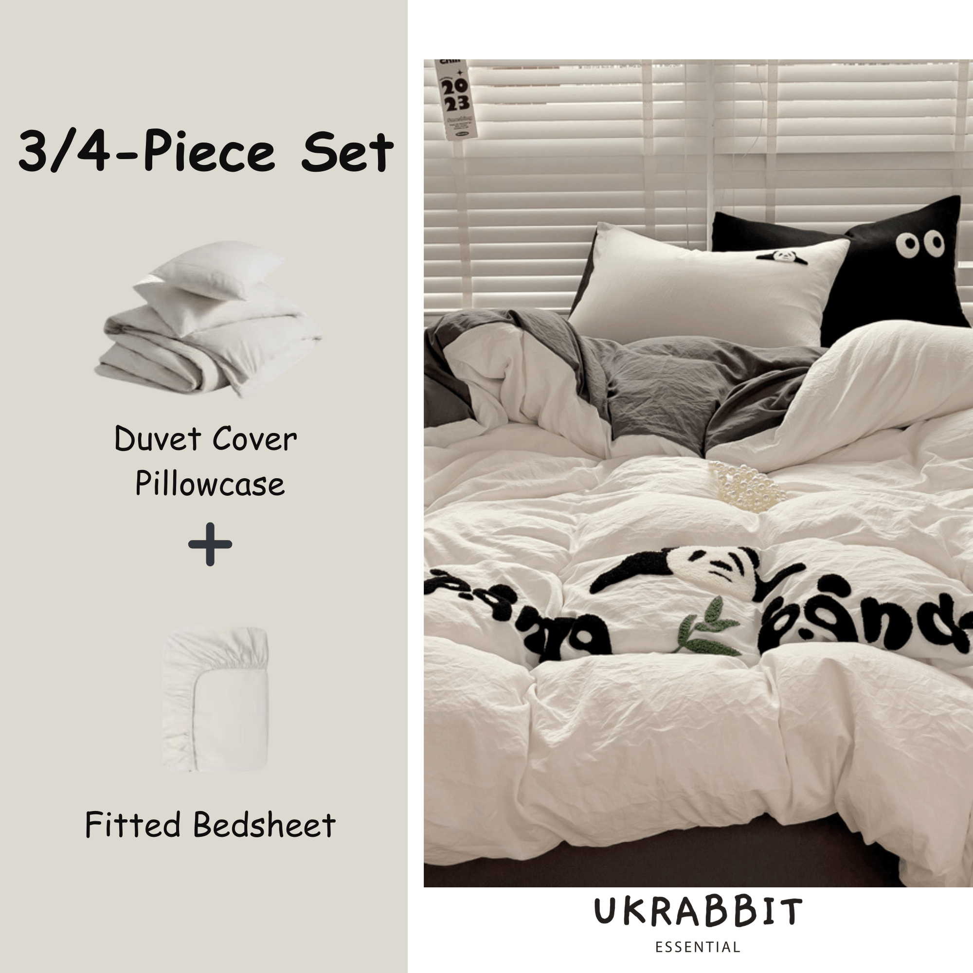 Luxury-Cute Panda|Bedding 3/4 Pieces Set - UKrabbit Essential
