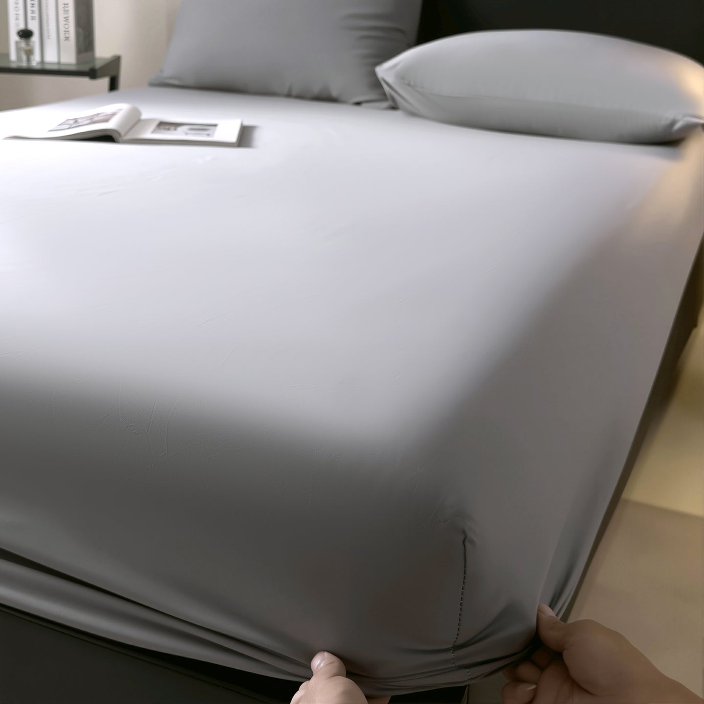 Luxury – Sateen Grey | Cotton Sateen Fitted Sheet