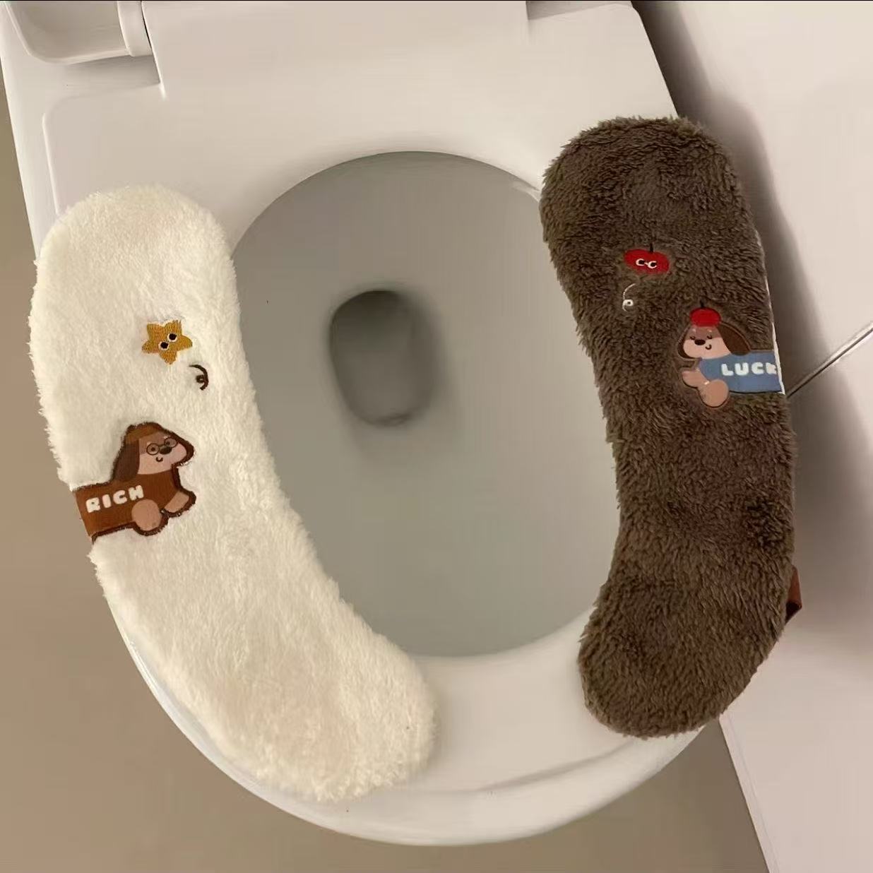 Plush Cat & Dog Toilet Lid Cover - Cute & Thick