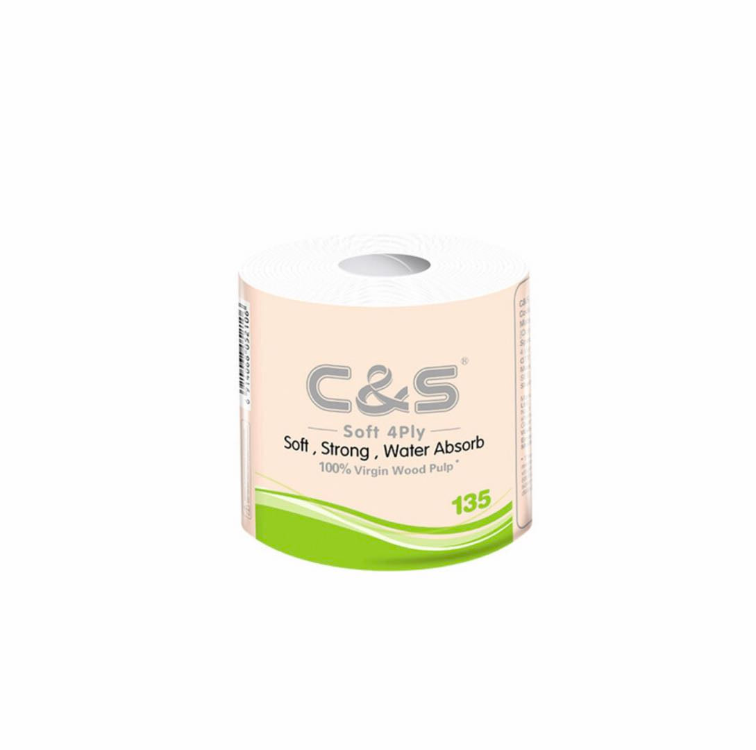 C&S Toilet Roll,Natural Wood Pulp,135g Single Roll