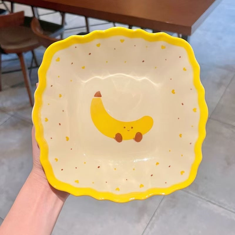 Instagram-style ceramic banana 8-inch square plate
