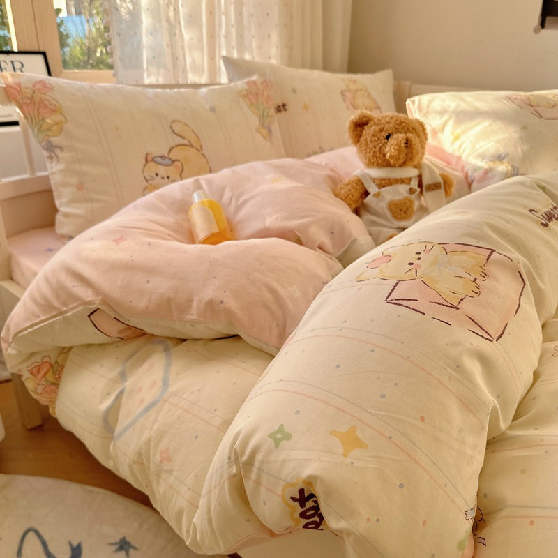 Comfort-Chubby Ginger Cat | 100% Cotton Classical Fitted Sheet