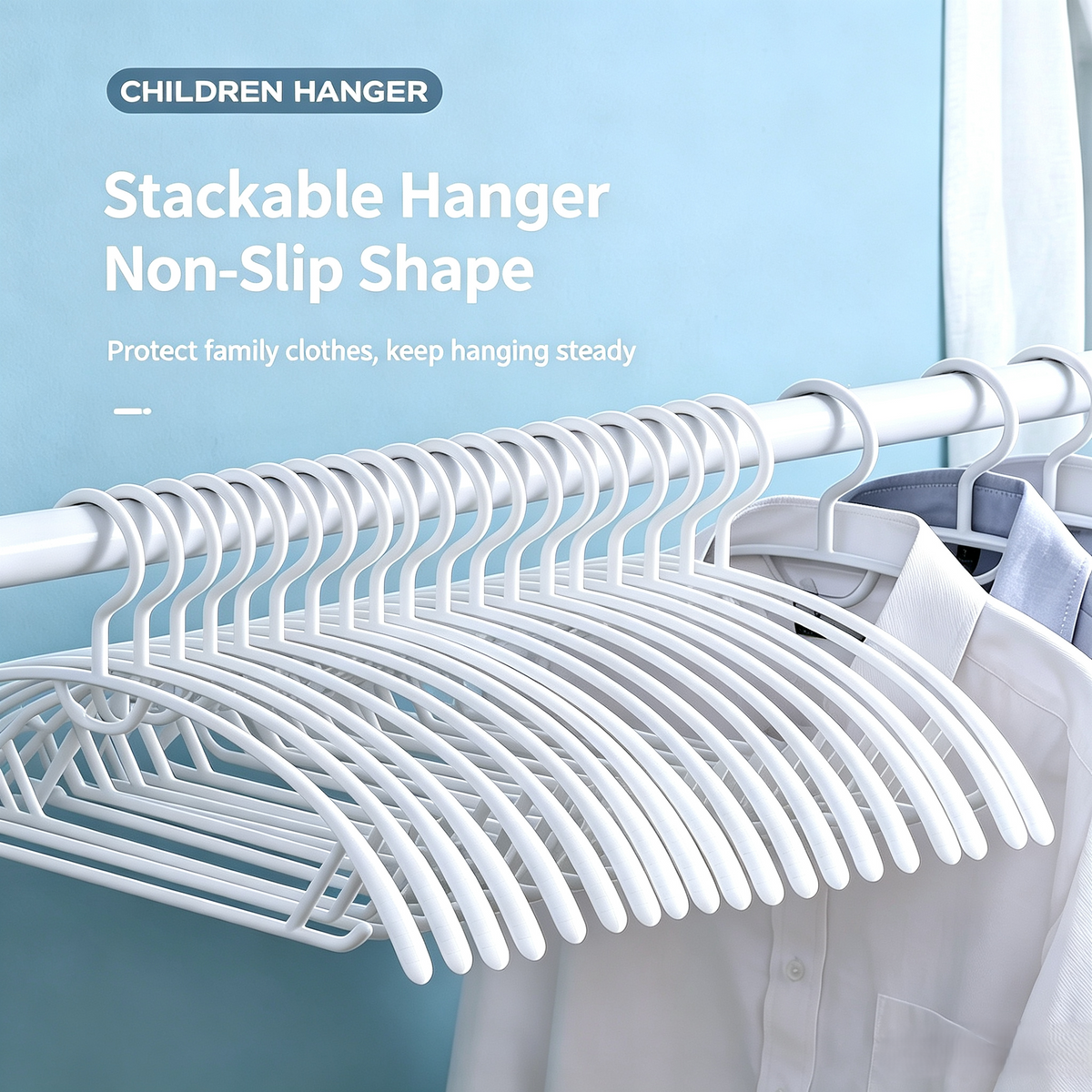 Ivory White Non-slip Non-mark Plastic Clothes Hangers, Set of 8