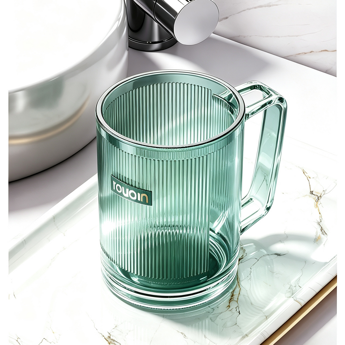Stylish Transparent Blue Mouthwash Cup