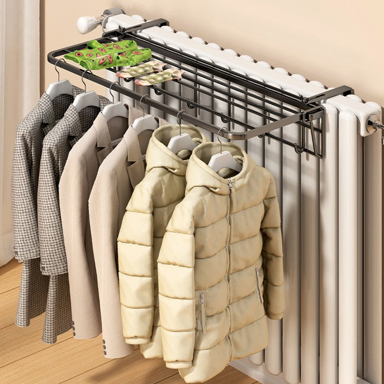 Foldable Iron Radiator Clothes Drying Rack Multi-purpose Storage Organizer