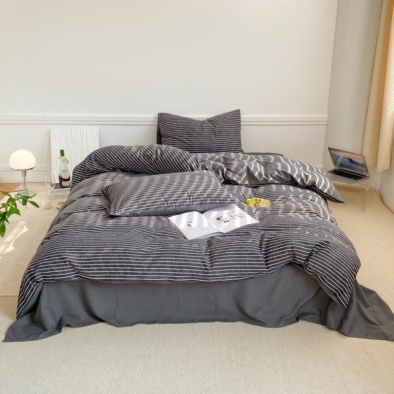 Casual-Zebra Stripes | Washed Cotton Skin-Friendly Duvet Cover Set (Duvet Cover + Pillowcase) - UKrabbit Essential