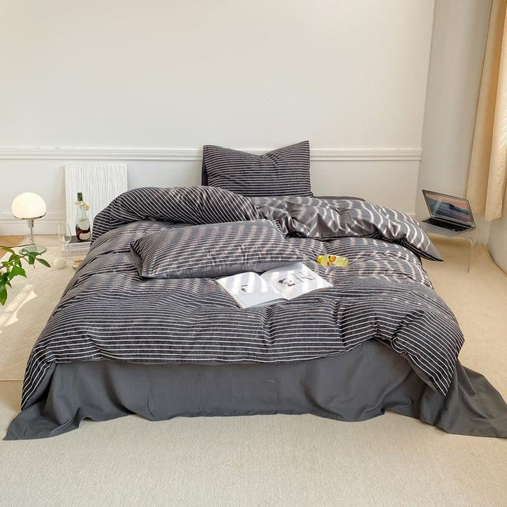 Casual-Zebra Stripes | Washed Cotton Skin-Friendly Duvet Cover Set (Duvet Cover + Pillowcase) - UKrabbit Essential