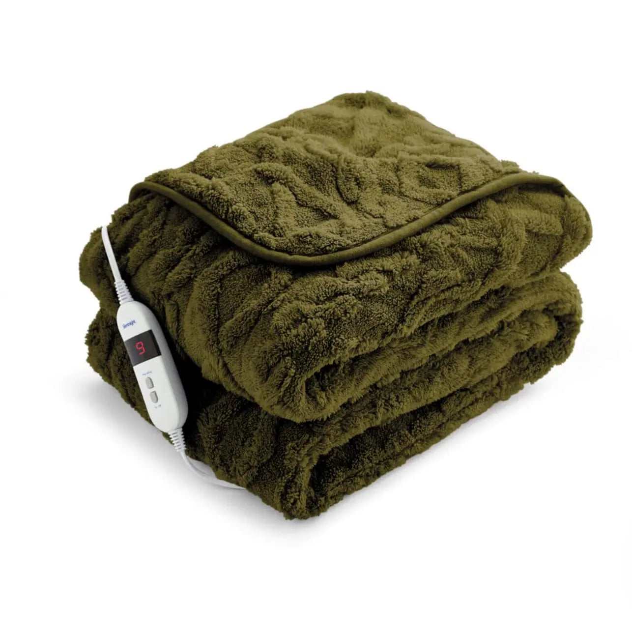 Silentnight Luxury Super Cozy Heated Throw – Olive Green Cable & Knit Embossed 120*160 cm Silentnight