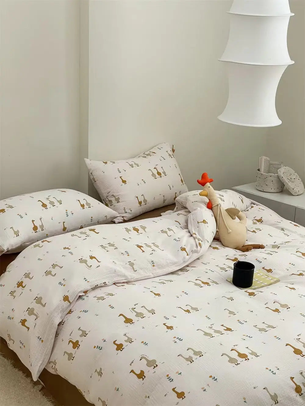 Luxury-Lucky Duck | Double Crinkle Yarn 100% Cotton Duvet Cover Set  (1 Pillowcase) UKRABBIT ESSENTIAL
