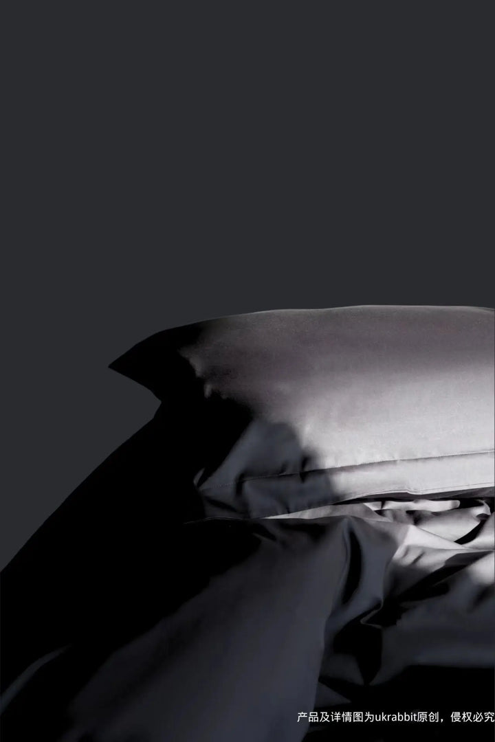 Luxury-Sateen Grey | 300 Thread Count Pure Cotton Sateen Duvet Cover Set - Double (One Pillowcase) UKRABBIT ESSENTIAL