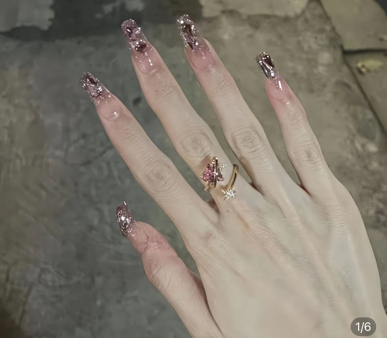 Nude Pink Diamond Nail Art M