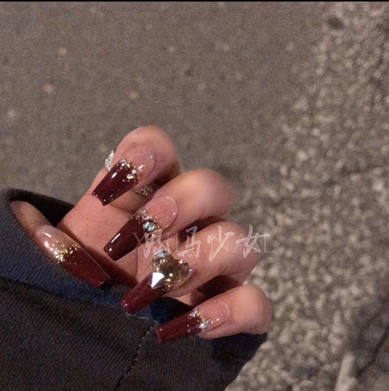 Heart Diamond Red Nail Art M