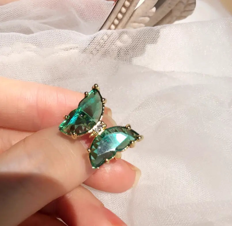 【Jade Butterfly】 Oil Painting Texture Vintage Lake Green Adjustable Ring - Ethereal Forest Style Ins Niche Design for Women UKRABBIT ESSENTIAL