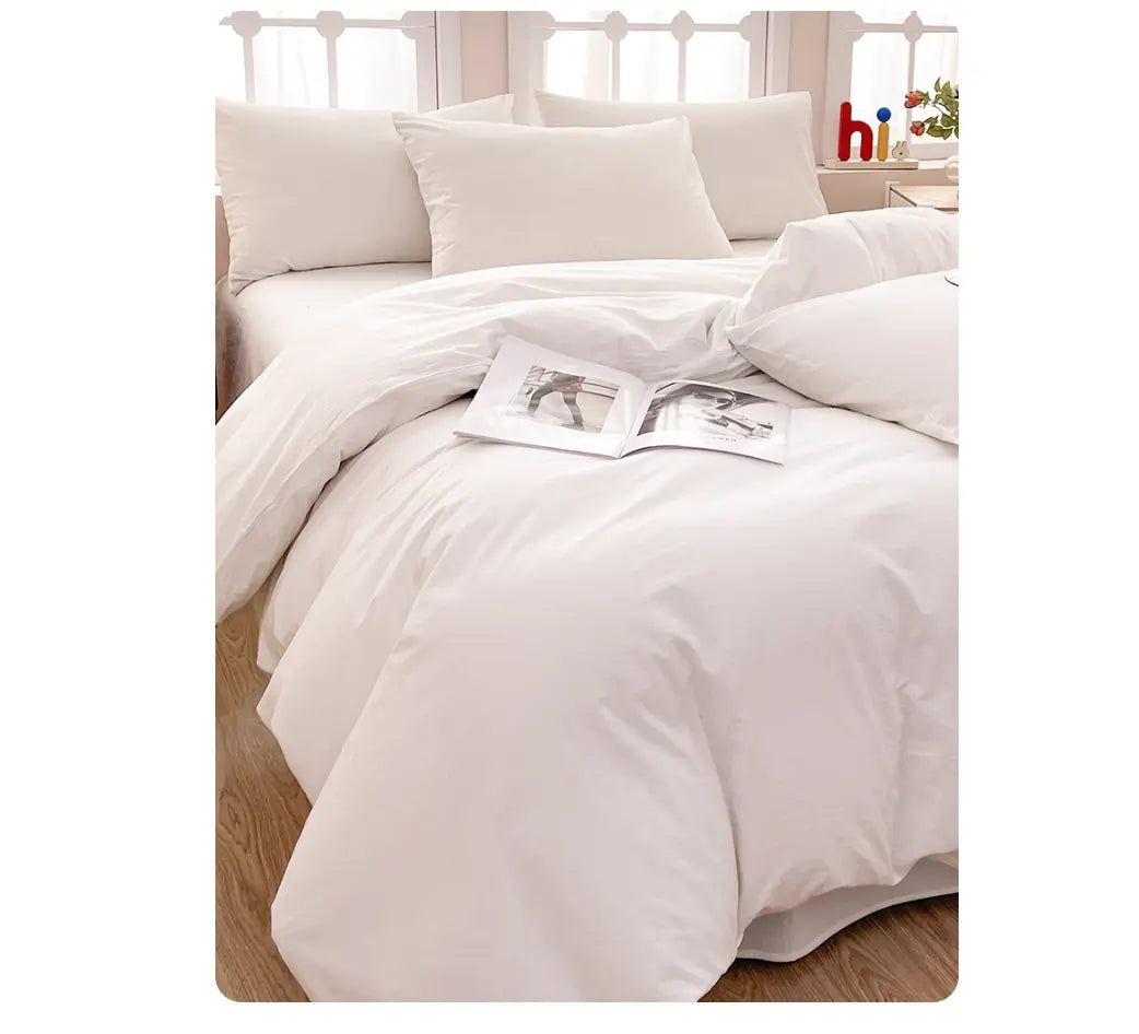 White Washed Cotton Single Duvet Cover Set UKRABBIT ESSENTIAL