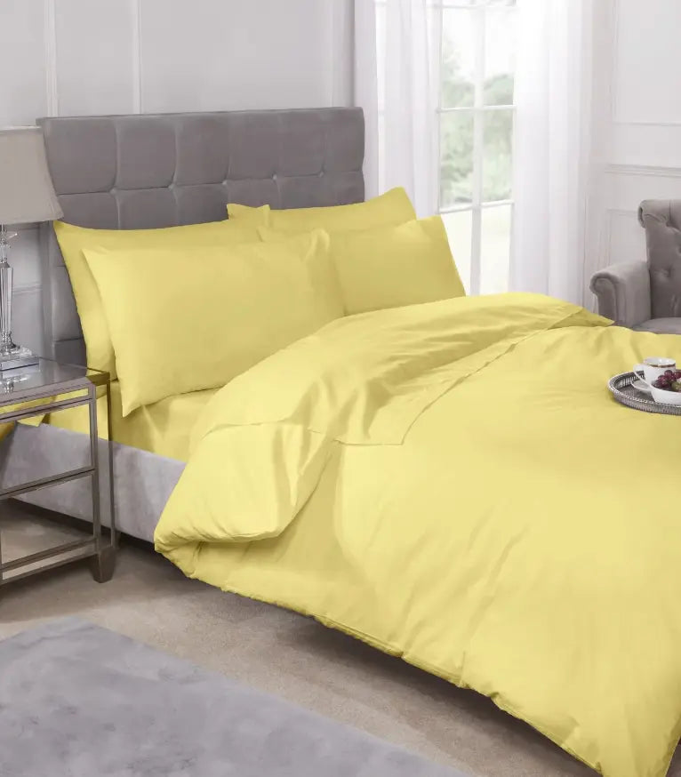 Yellow Washed Cotton King Duvet Cover Set UKRABBIT ESSENTIAL