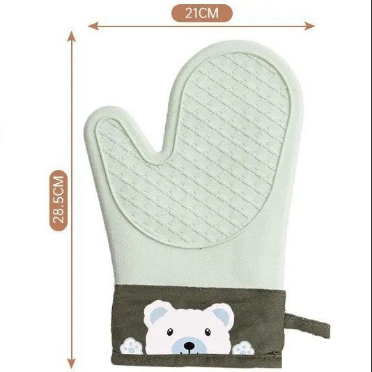 2-Pack Green Bear Heat Resistant Oven Gloves UKRABBIT ESSENTIAL