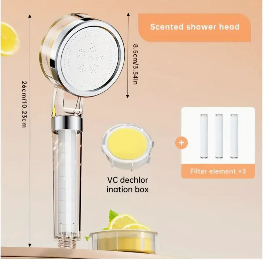 Filtered Shower Head + Lemon Essential Oil Aroma Box + Filter Cartridge UKrabbit Essential