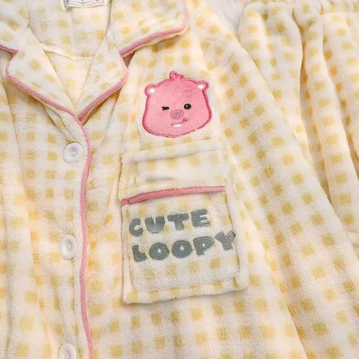 Yellow Checkered Flannel Pajamas UKRABBIT ESSENTIAL