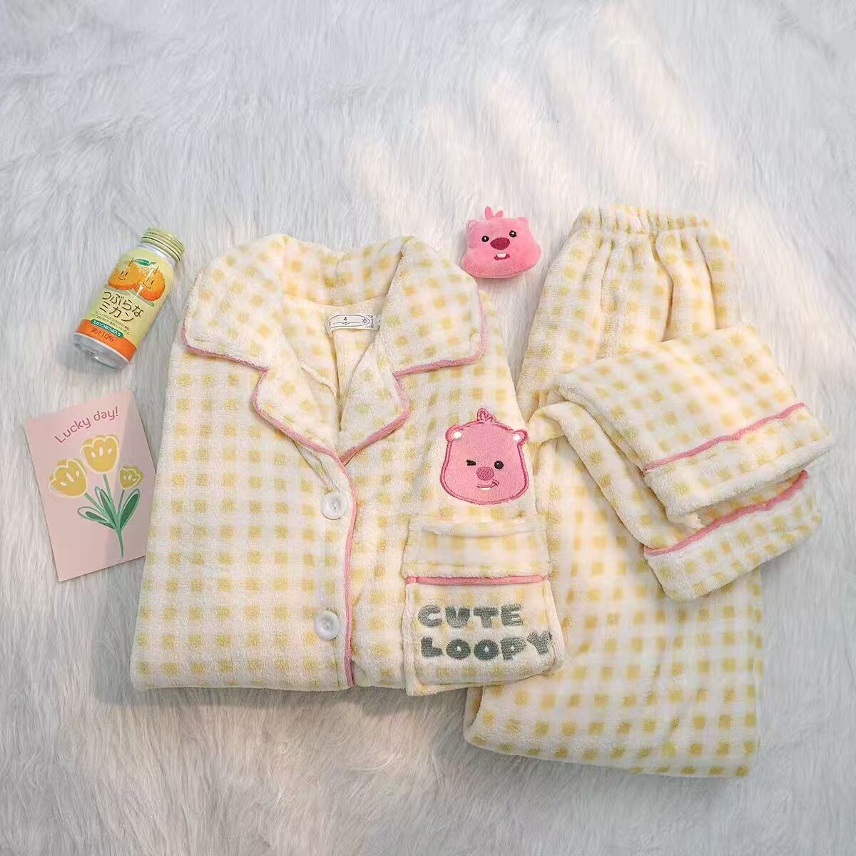 Yellow Checkered Flannel Pajamas