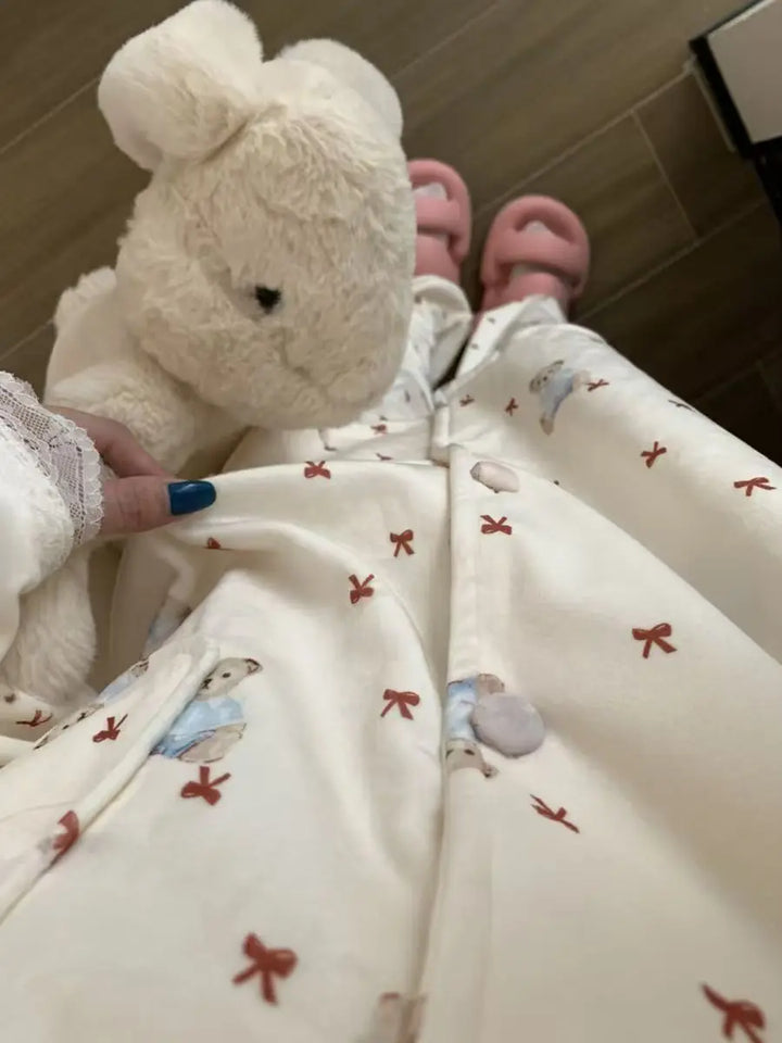 Thermal Bear & Bow Velvet Pajama Set UKRABBIT ESSENTIAL