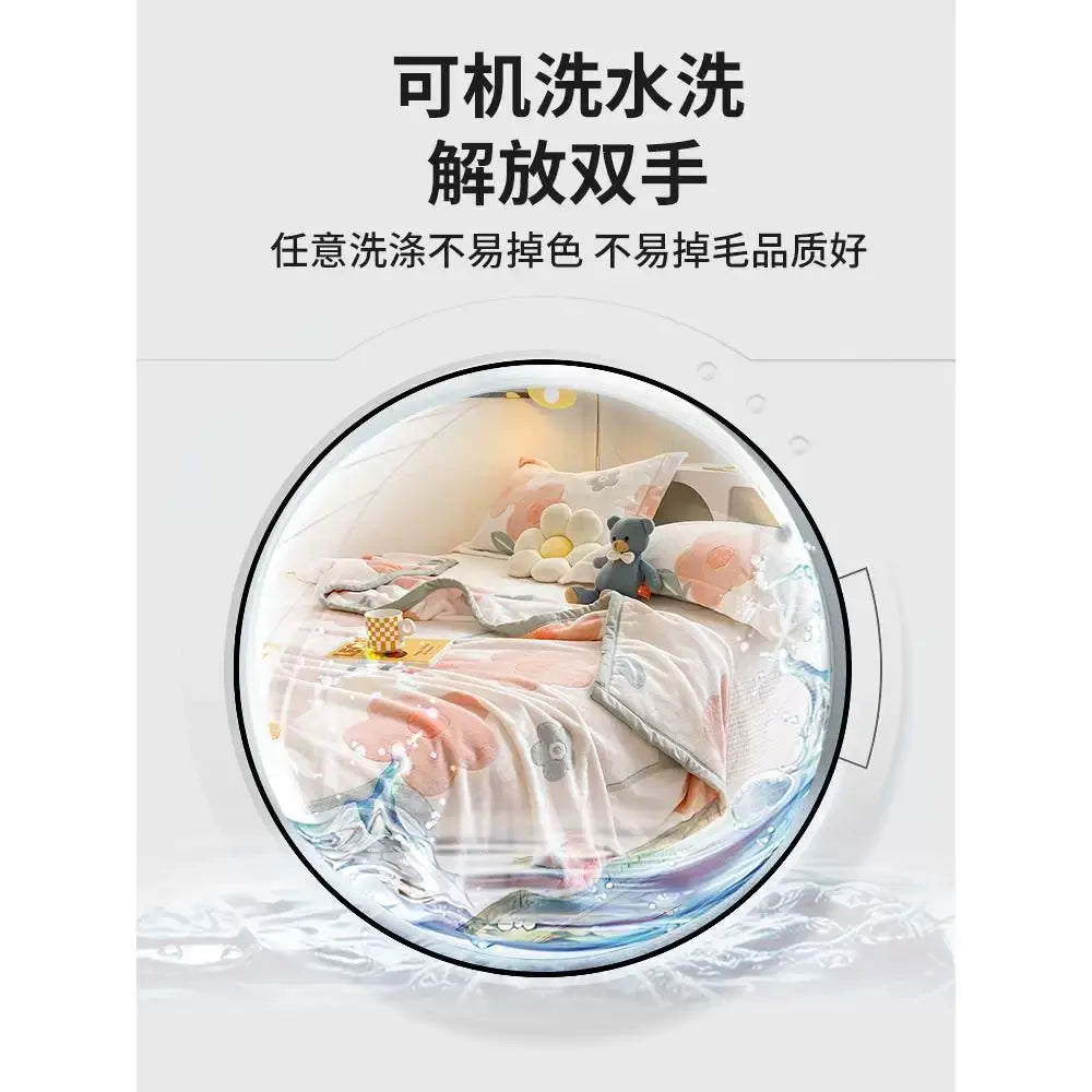 YSJ Snowflake Fleece Printed Blanket - Field Flowers Pattern 150x200cm UKRABBIT ESSENTIAL