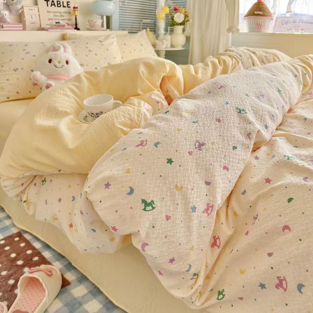Comfort–Washed Crinkled Gauze Fitted Sheet (Universal for Twinkle Lucky Star, Flying Little Star, Star Rocking Horse)
