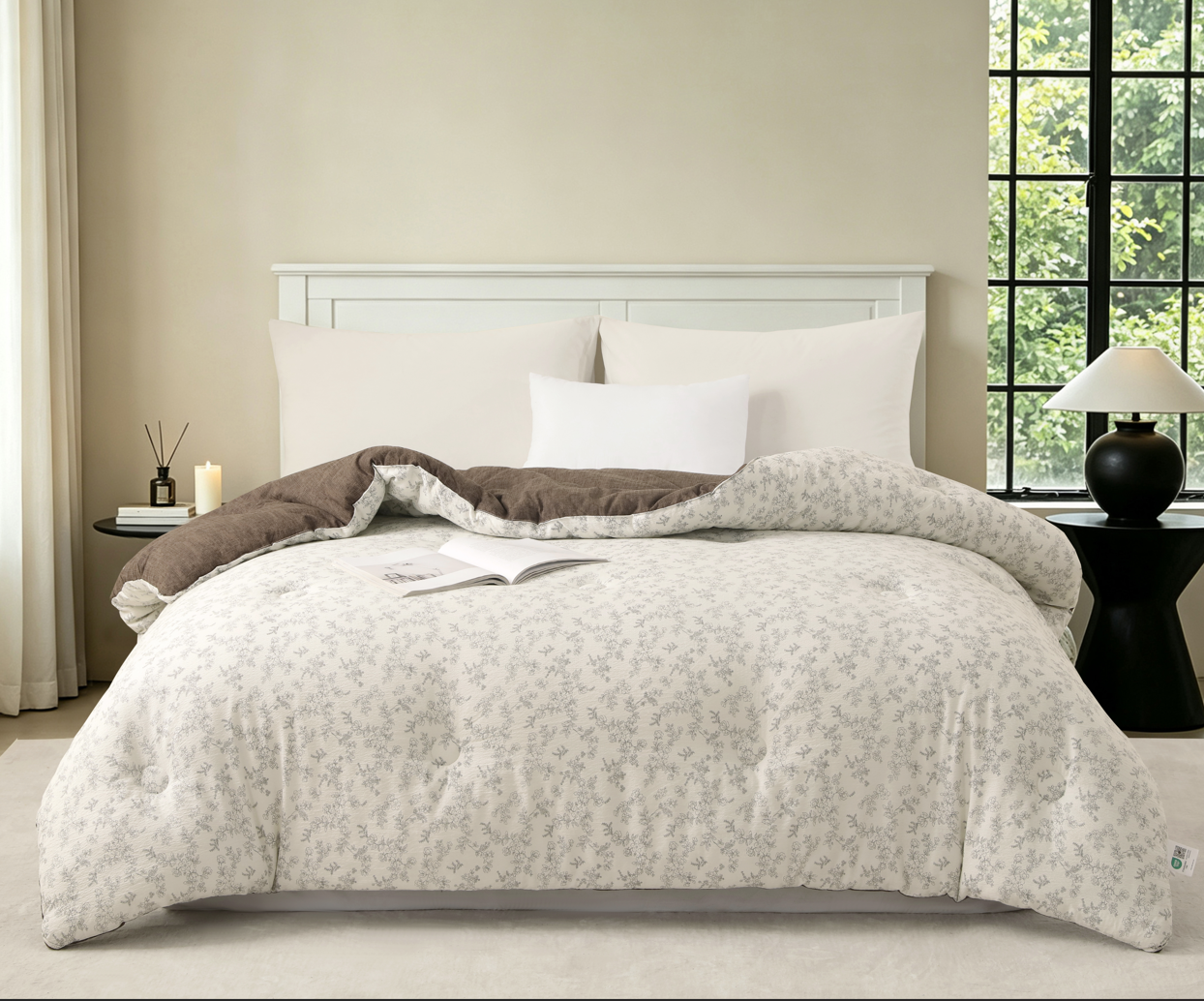 UKRABBIT ESSENTIAL In-house Developed New Arrival | Brown Garden Crinkle Gauze Duvet