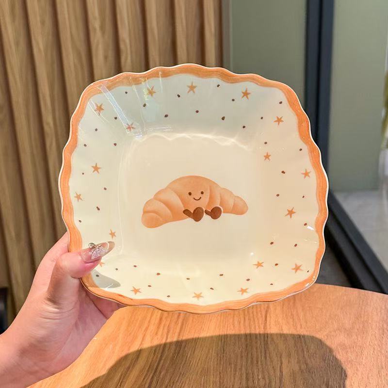 Instagram-style Croissant Ceramic 8-inch Square Plate