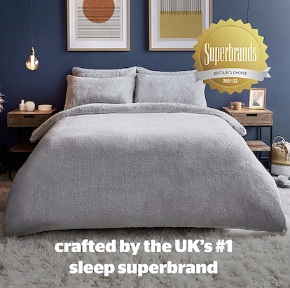 Silentnight Silver Teddy Fleece All-in-One Design Double Duvet (Includes Pillowcase)