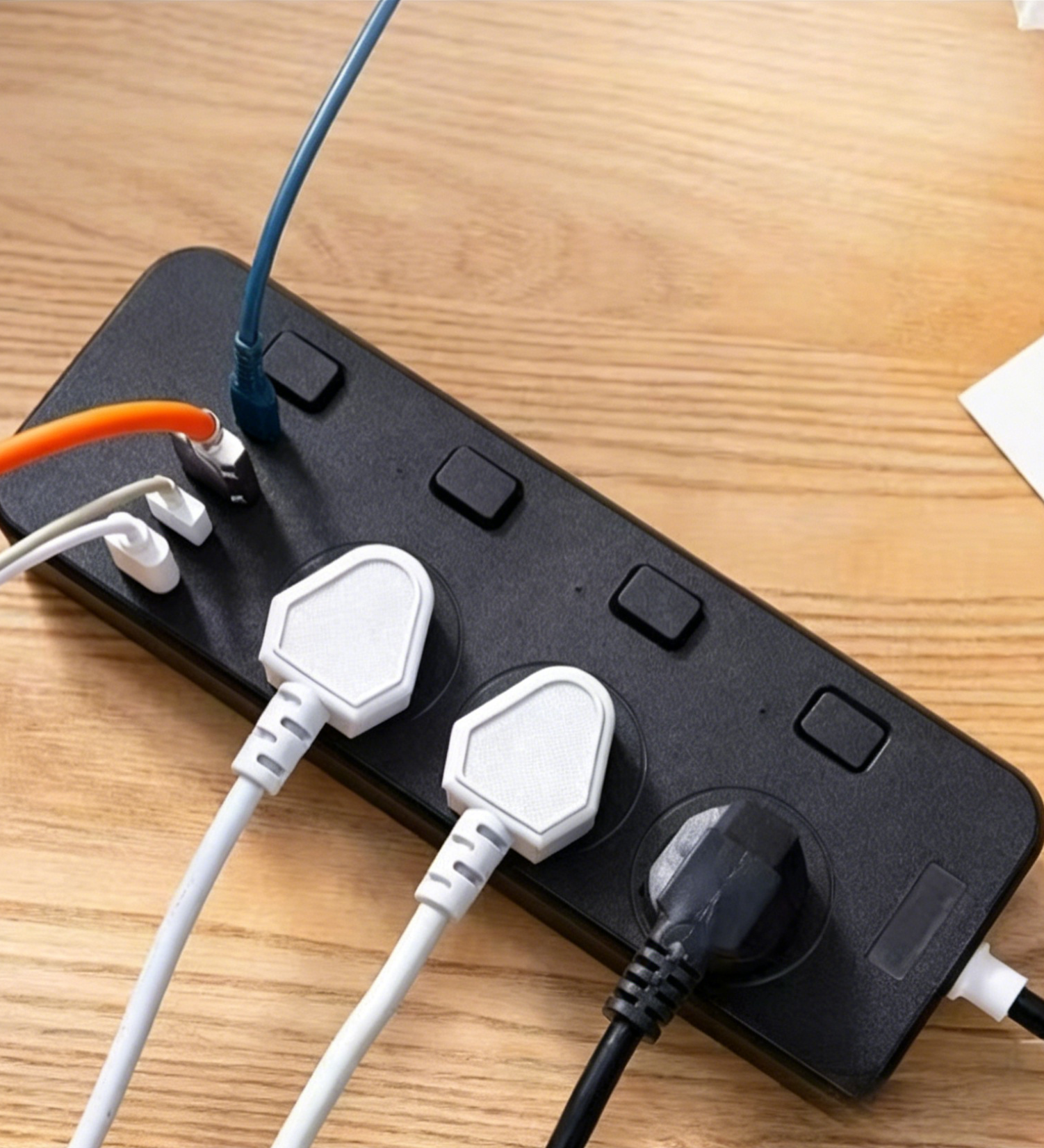 2-metre USB power strip with individual switches
