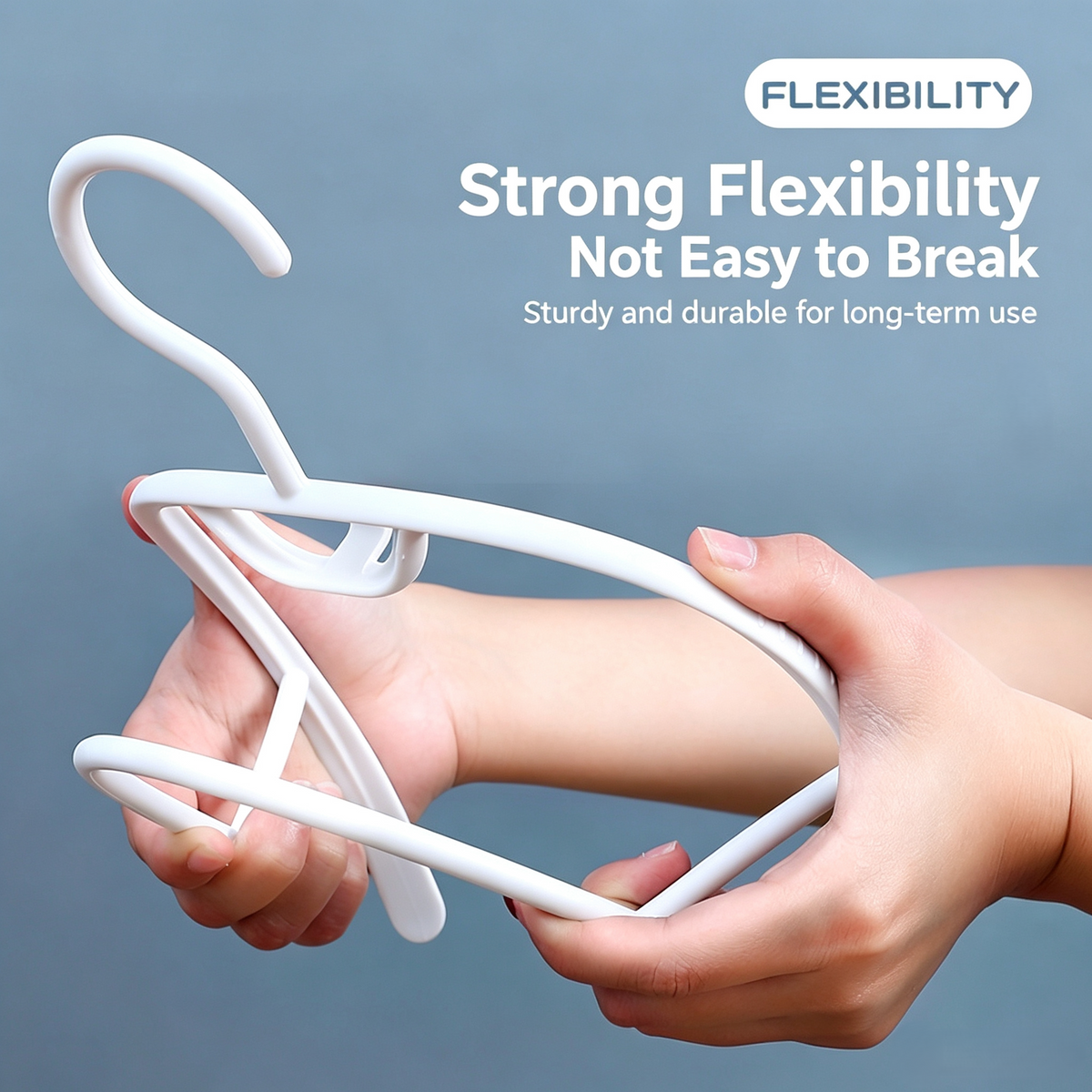 Ivory White Non-slip Non-mark Plastic Clothes Hangers, Set of 8