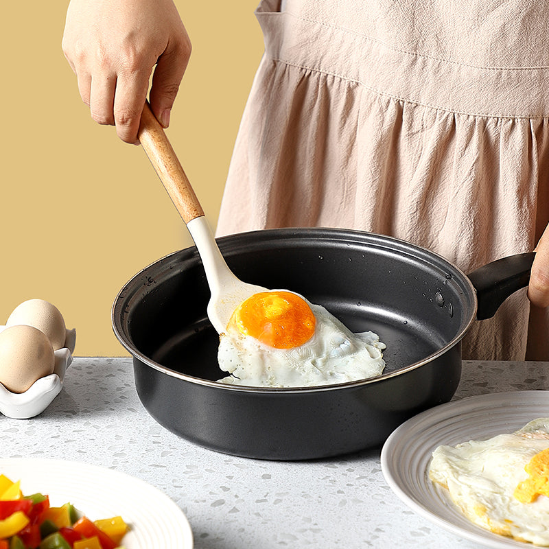 Silicone spatula with solid wood handle