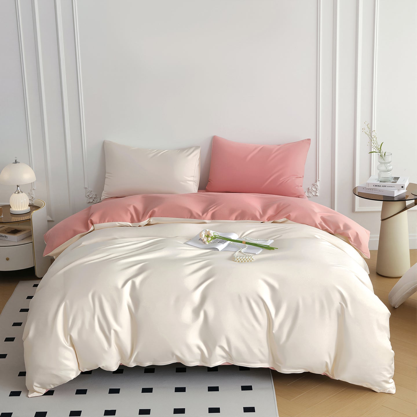 Luxury – Jasmine Milk White | Cotton Sateen Duvet Cover Set (Duvet Cover + Pillowcase)