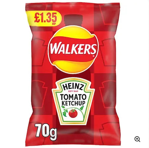 Walkers Tomato Ketchup Flavour Crisps 70g Walkers