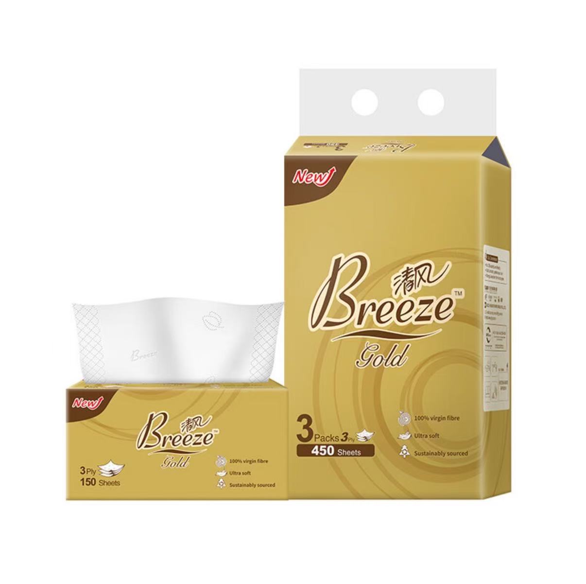Breeze 150-Sheet 3-Ply Tissue Paper (3-Pack)