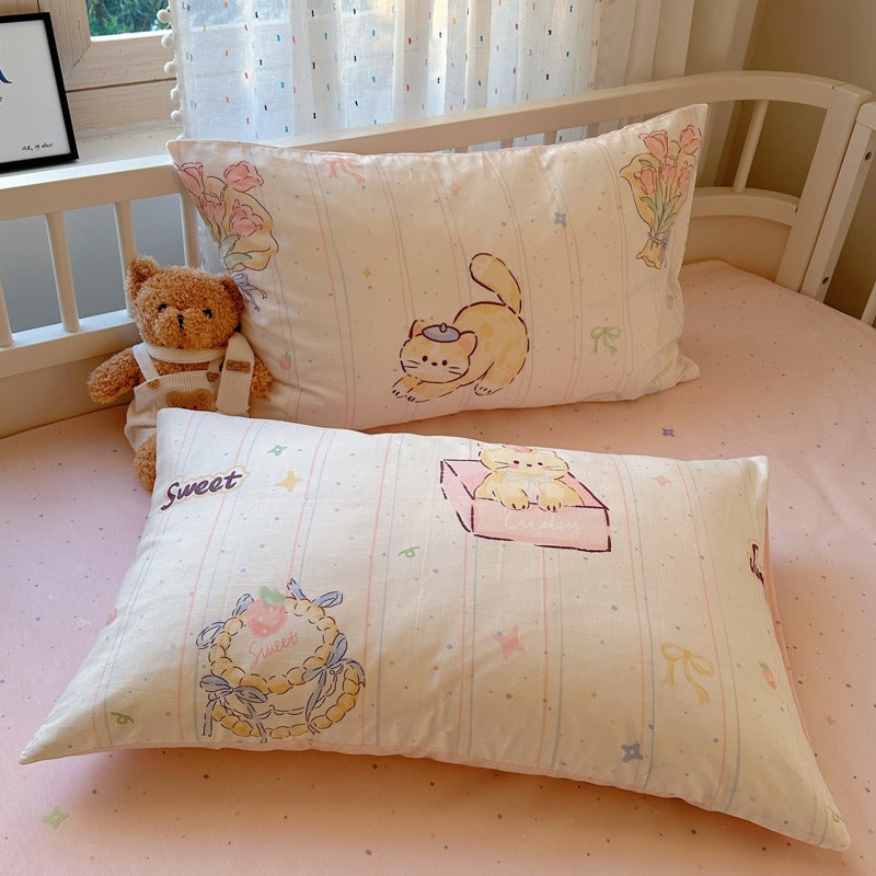 Comfort-Chubby Ginger Cat | 100% Cotton Classical Fitted Sheet