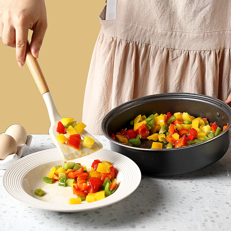 Silicone spatula with solid wood handle